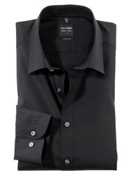 OLYMP Level Five Comfort Stretch Body fit langarm schwarz, einfarbig OLYMP Level Five Comfort Stretch Body Fit Hemd schwarz – einfarbiges Herrenhemd mit perfektem Sitz und elastischem Material