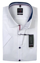 OLYMP Level Five Comfort Stretch Body fit, Kurzarmhemd weiß, blaue Kragenausstattung OLYMP Level Five Comfort Stretch Body fit, Kurzarmhemd weiß, blaue Kragenausstattung