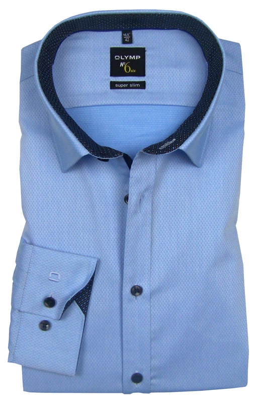 OLYMP No. 6 Six super slim Langarmhemd blau, dunkelblaue Austattung