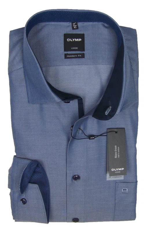 OLYMP Luxor - modern fit Hemd Muster blau 0544/64/18 langarm 