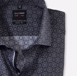 OLYMP Level Five Comfort Stretch Body fit | blau gemustert Fein gemustertes Business-Hemd von OLYMP – perfekt für moderne Männer, die Wert auf Stil und Komfort legen.