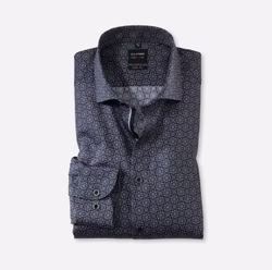 OLYMP Level Five Comfort Stretch Body fit | blau gemustert Fein gemustertes Business-Hemd von OLYMP – perfekt für moderne Männer, die Wert auf Stil und Komfort legen.