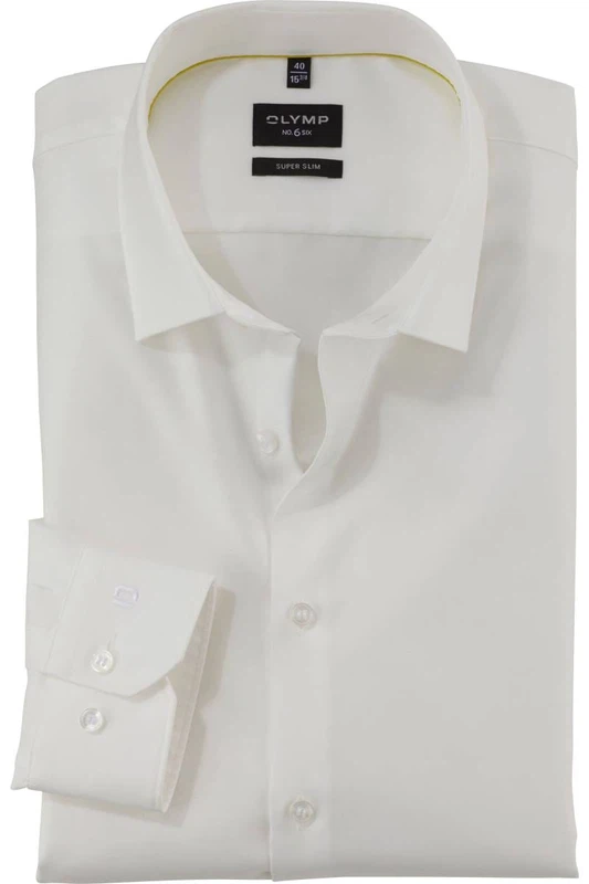 OLYMP No. 6 Six super slim Langarmhemd  mit Strucktur creme , einfarbig
