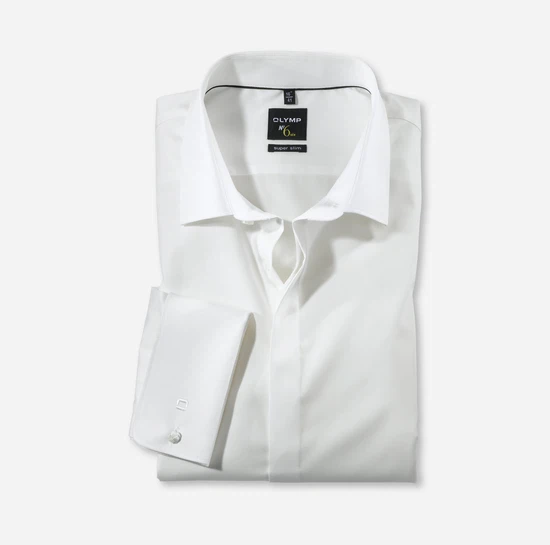 OLYMP No. 6 Super Slim Fit Herrenhemd – Langarm | Creme mit Umschlagmanschette