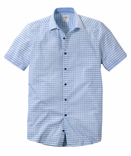 OLYMP Level Five Body Fit Herrenhemd – Kurzarm | Hellblau mit feinem Muster OLYMP Level Five Body Fit Herrenhemd – Kurzarm | Hellblau mit feinem Muster