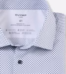 OLYMP Luxor 24/Seven Dynamic Flex Jersey Herrenhemd – Modern Fit | Hellblau mit Muster | Kragenansicht