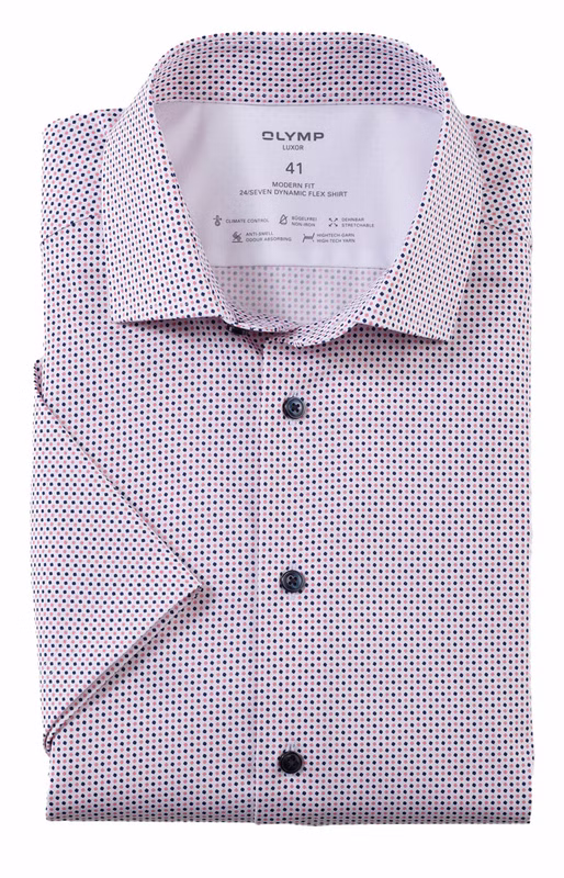OLYMP Luxor 24/Seven Dynamic Flex Jersey Herrenhemd – Modern Fit | Rosa mit Muster OLYMP Luxor 24/Seven Dynamic Flex Jersey Herrenhemd – Modern Fit | Rosa mit Muster