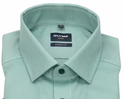 OLYMP Luxor Modern Fit Herrenhemd – Kurzarm | Hellgrün | Kragenansicht OLYMP Luxor Modern Fit Herrenhemd – Kurzarm | Hellgrün | Kragen