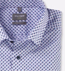 OLYMP Luxor Herrenhemd Comfort fit weiß mit violett-blauem Muster Kragenansicht OLYMP Luxor Herrenhemd Comfort fit weiß mit violett-blauem Muster Kragenansicht