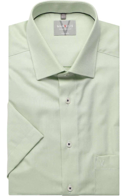Marvelis Kurzarmhemd Comfort fit grün mit Struktur