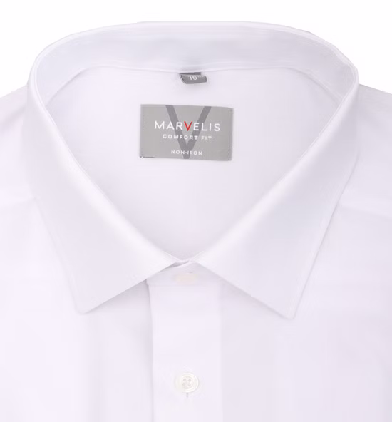 Marvelis Comfort Fit Langarmhemd weiß einfarbig