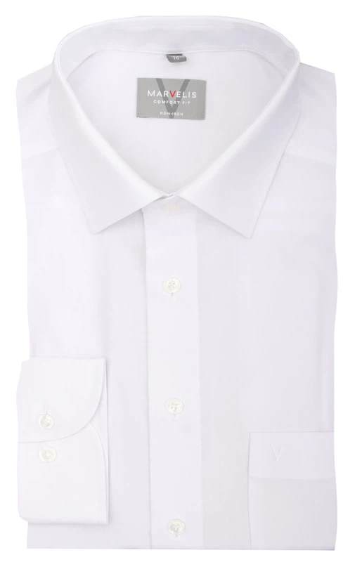 Marvelis Comfort Fit Langarmhemd weiß einfarbig