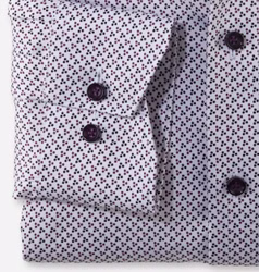 OLYMP Luxor Modern Fit Herrenhemd – Langarm | Weiß mit violett-schwarzem Punktmuster OLYMP Luxor Modern Fit Herrenhemd – Langarm | Weiß mit violett-schwarzem Punktmuster | Ärmelabschuß