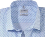OLYMP Level Five Body Fit Herrenhemd – Langarm | Hellblau mit feinem Muster | Kragen