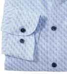 OLYMP Level Five Body Fit Herrenhemd – Langarm | Hellblau mit feinem Muster | Ärmelabschuß