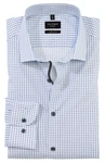 OLYMP No. 6 Six super slim Langarmhemd  blau/weiß gemustert