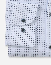 OLYMP No. 6 Six super slim Langarmhemd blau/weiß gemustert OLYMP No. 6 Six super slim Langarmhemd blau/weiß gemustert Ärmelabschluß