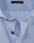 OLYMP No. 6 Six super slim Langarmhemd hellblau, dunkelblau gemustert Kragen