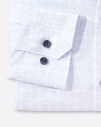 OLYMP No. 6 Six super slim Langarmhemd weiß, hellblau gemustert OLYMP No. 6 Six super slim Langarmhemd weiß, hellblau gemustert Ärmelabschluß