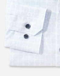 OLYMP No. 6 Six super slim Langarmhemd weiß, hellblau gemustert OLYMP No. 6 Six super slim Langarmhemd weiß, hellblau gemustert Ärmelabschluß