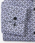OLYMP No. 6 Six Super Slim Fit Herrenhemd – Langarm | Grau mit geometrischem Muster Detail Ärmelabschluß