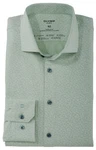 Olymp No. 6 Six super slim 24/Seven Langarmhemd grün, gemustert