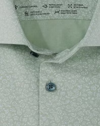 Olymp No. 6 Six super slim 24/Seven Langarmhemd grün, gemustert Olymp Langarmhemd No. 6 Six super slim 24/Seven 2556/54/40 Kragen