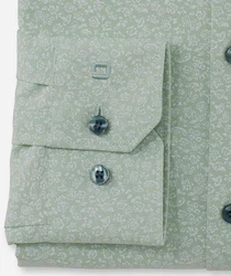 Olymp Langarmhemd No. 6 Six super slim 24/Seven 2556/54/40 Olymp No. 6 Six super slim 24/Seven Langarmhemd grün, gemustert Ärmelabschluß