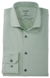 Olymp No. 6 Six super slim 24/Seven Langarmhemd grün, gemustert Olymp No. 6 Six super slim 24/Seven Langarmhemd grün, gemustert