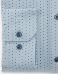 Olymp No. 6 Six super slim 24/Seven Langarmhemd hellblau, gemustert Ärmelabschluß