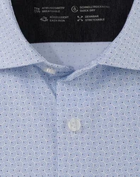 Olymp No. 6 Six super slim 24/Seven Langarmhemd hellblau, gemustert Olymp No. 6 Six super slim 24/Seven Langarmhemd hellblau, gemustert Kragen