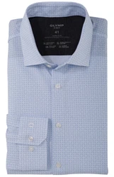 Olymp No. 6 Six super slim 24/Seven Langarmhemd hellblau, gemustert Olymp No. 6 Six super slim 24/Seven Langarmhemd hellblau, gemustert