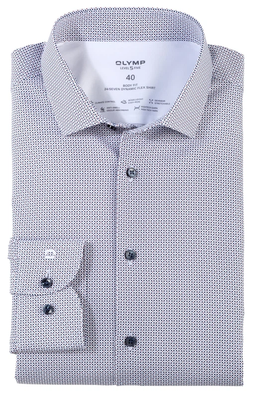 OLYMP Level Five  Body fit 24/Seven Langarmhemd, gemustert