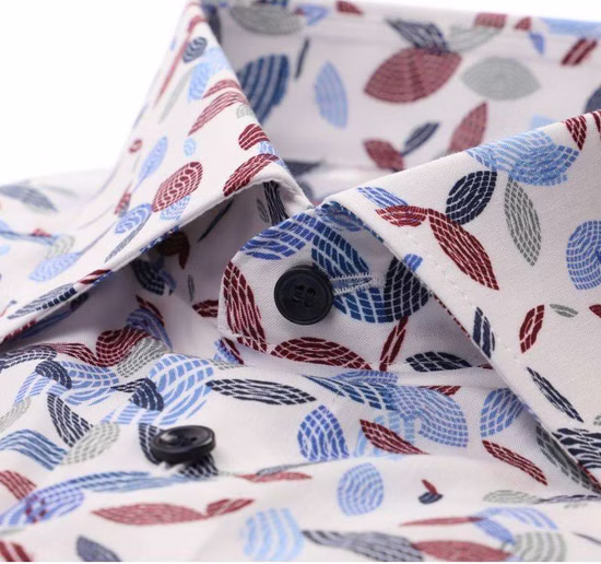 Marvelis Herrenhemd Modern Fit – Langarm, Weiß mit auffälligem Muster in Rot und Blau