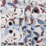 Marvelis Herrenhemd Modern Fit – Langarm, Weiß mit auffälligem Muster in Rot und Blau