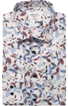 Marvelis Herrenhemd Modern Fit – Langarm, Weiß mit auffälligem Muster in Rot und Blau