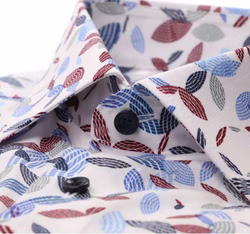 Marvelis Herrenhemd Modern Fit – Langarm, Weiß mit auffälligem Muster in Rot und Blau Marvelis Herrenhemd Modern Fit – Langarm, Weiß mit auffälligem Muster in Rot und Blau