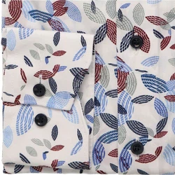 Marvelis Herrenhemd Modern Fit – Langarm, Weiß mit auffälligem Muster in Rot und Blau Marvelis Herrenhemd Modern Fit – Langarm, Weiß mit auffälligem Muster in Rot und Blau