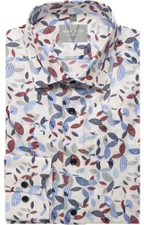 Marvelis Comfort Fit Langarmhemd – Weiß mit stilvollem, farbigem Muster Marvelis Comfort fit Langarmhemd 7036/64/00