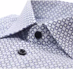 Marvelis Herrenhemd Modern Fit – Langarm, Weiß mit grafischem Muster in Blau