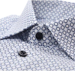 Marvelis Herrenhemd Modern Fit – Langarm, Weiß mit grafischem Muster in Blau Marvelis Herrenhemd Modern Fit – Langarm, Weiß mit grafischem Muster in Blau