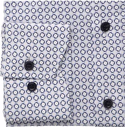 Marvelis Herrenhemd Modern Fit – Langarm, Weiß mit grafischem Muster in Blau Marvelis Herrenhemd Modern Fit – Langarm, Weiß mit grafischem Muster in Blau