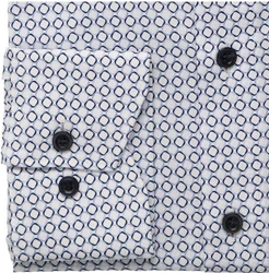 Marvelis Herrenhemd Modern Fit – Langarm, Weiß mit grafischem Muster in Blau Marvelis Herrenhemd Modern Fit – Langarm, Weiß mit grafischem Muster in Blau