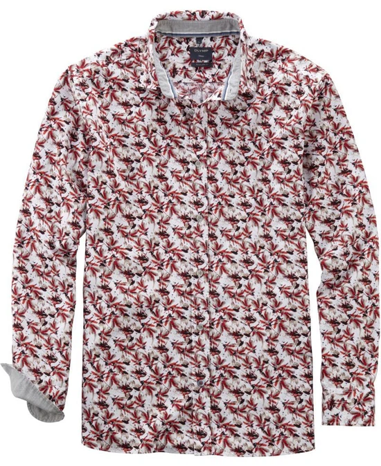 OLYMP Casual Regular fit Langarmhemd rot, bedruckt
