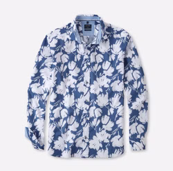 Olymp Casual Regular Fit Herrenhemd – Blau mit weißem Blumendruck Olymp Casual Regular Fit Herrenhemd – Blau mit weißem Blumendruck