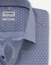OLYMP Level Five Body fit Business-Hemd in Blau mit Muster OLYMP Level Five Body fit Business-Hemd in Blau mit Muster Detail Kragen