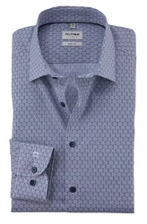 OLYMP Level Five Body fit Business-Hemd in Blau mit Muster OLYMP Level Five Body fit Business-Hemd in Blau mit Muster