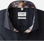 OLYMP Level Five Body Fit Herrenhemd – Kurzarm | Anthrazit Kragenansicht