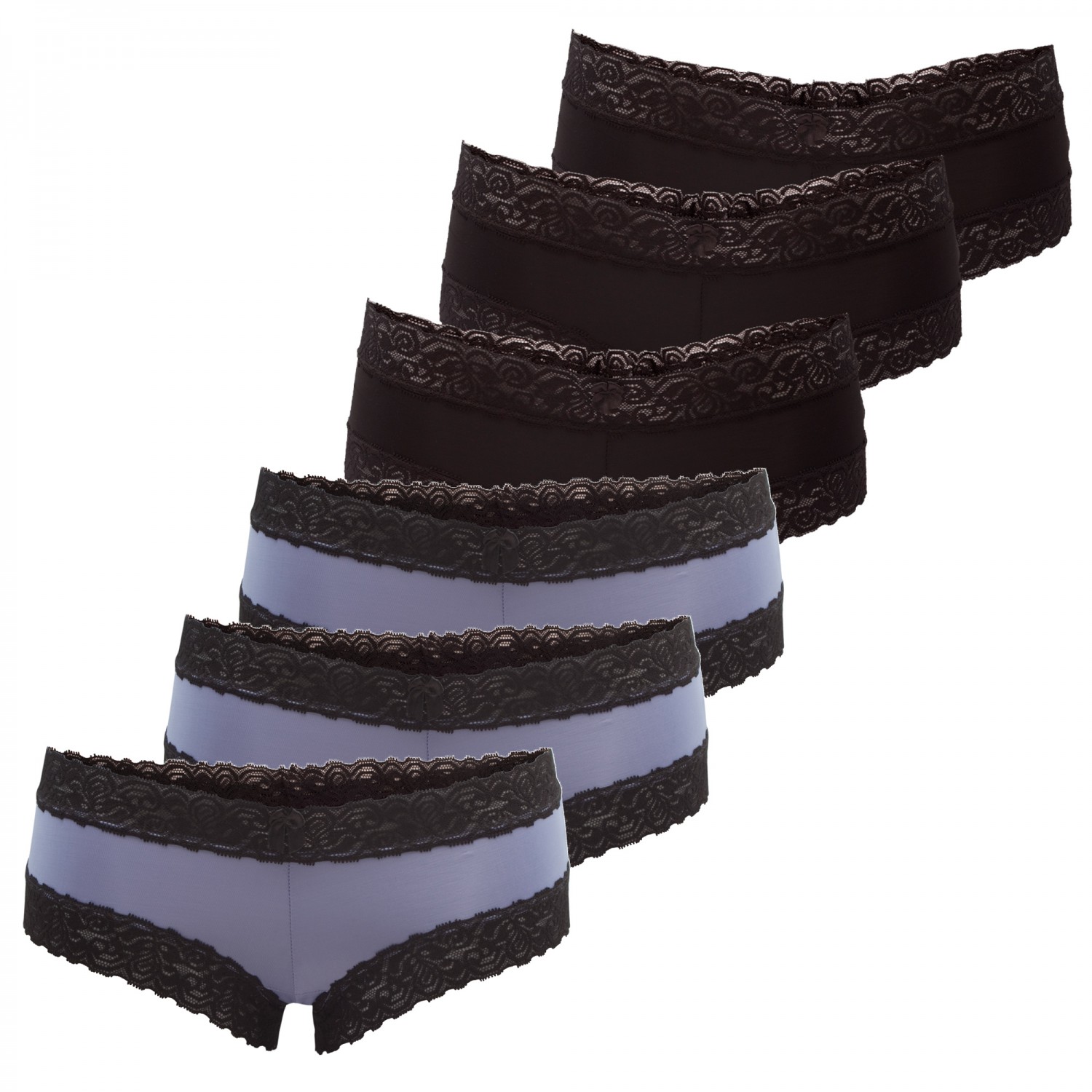 6er Pack Damen Panties Hipster mit verführerischen Spitzendetails Damen