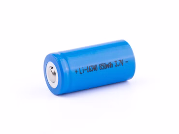 16340-A2 850mAh. 3.6V - 3.7V Li-Ionen-Akku mit erhöhten Pluspol (ohne Schutzelektronik)